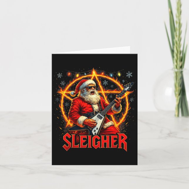 Sleigher Metal Santa Rocking Christmas Design  Karte (Vorderseite)