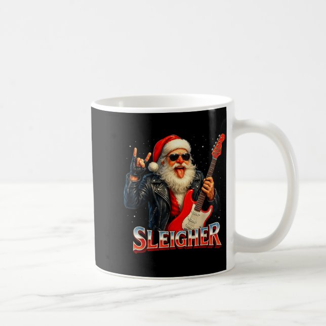 Sleigher Rock Santa Funny Metal Christmas Design  Kaffeetasse (Rechts)