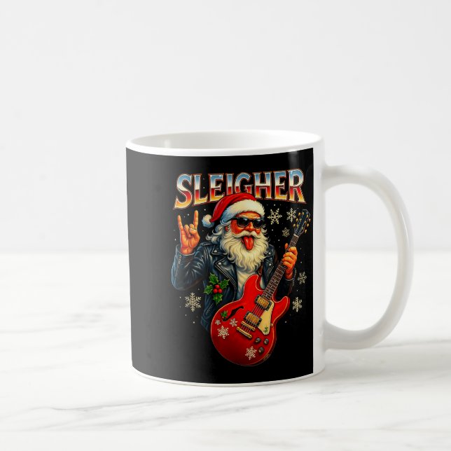 Sleigher Rock Santa Funny Metal Christmas Design  Kaffeetasse (Rechts)