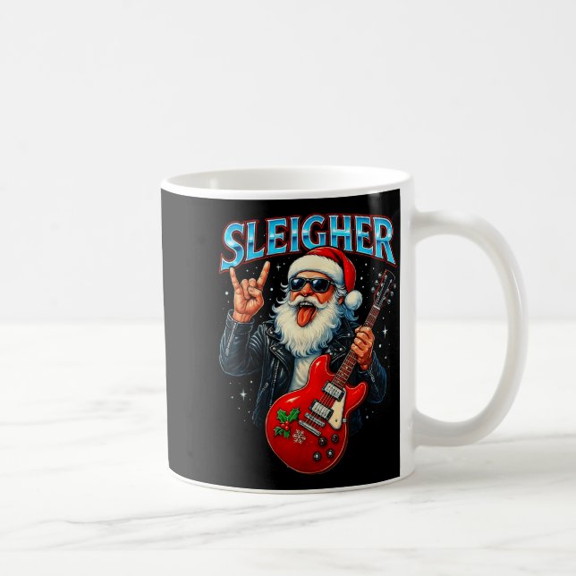 Sleigher Rock Santa Funny Metal Christmas Design  Kaffeetasse (Rechts)