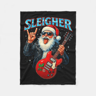 Sleigher Rock Weihnachtsmann Lustiges Metall-Weihn Fleecedecke