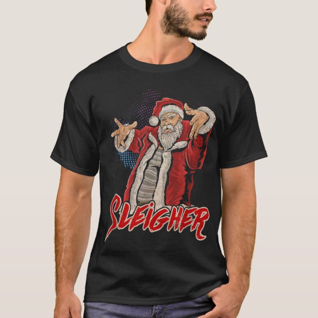 Sleigher Santa Claus Metal Christmas Funny Hail Sa T-Shirt (Vorderseite)