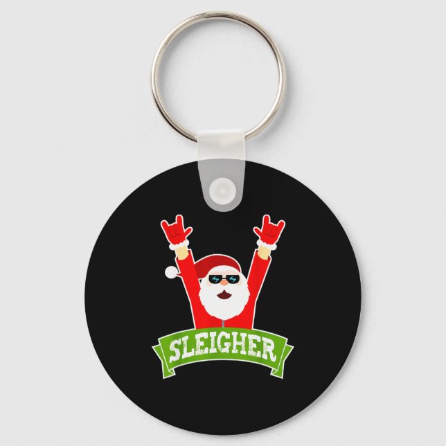 Sleigher Ugly Sweater Heavy Metal Christmas Sweate Schlüsselanhänger (Vorderseite)