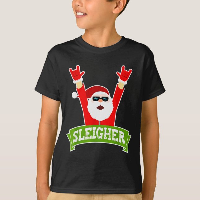 Sleigher Ugly Sweater Heavy Metal Christmas Sweate T-Shirt (Vorderseite)