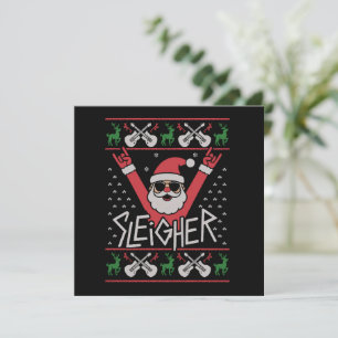 Sleigher Weihnachtsmann Christmas Rock n Roll häss Feiertagskarte
