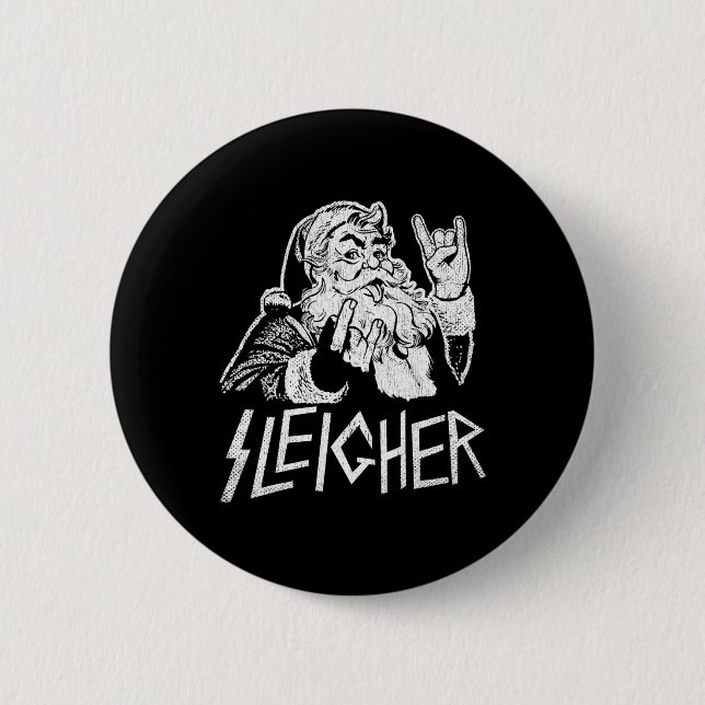 Sleigher Weihnachtsmann Rock On Goth Heavy Metal C Button (Vorderseite)