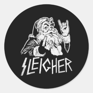 Sleigher Weihnachtsmann Rock On Goth Heavy Runder Aufkleber