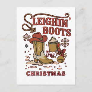 Sleighin Boots Dieses Weihnachtsfest Funny West Co Feiertagspostkarte