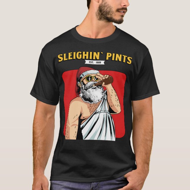 Sleighin Pints Funny Christmas T-Shirt (Vorderseite)