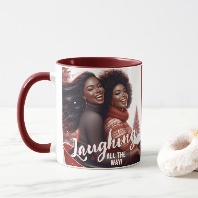 Sleighin' Sisters Festivals Lachen Tasse (Mit Donut)