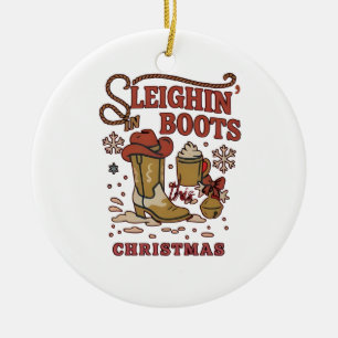Sleighin Stiefel dieses Weihnachten Lustiger West  Keramik Ornament