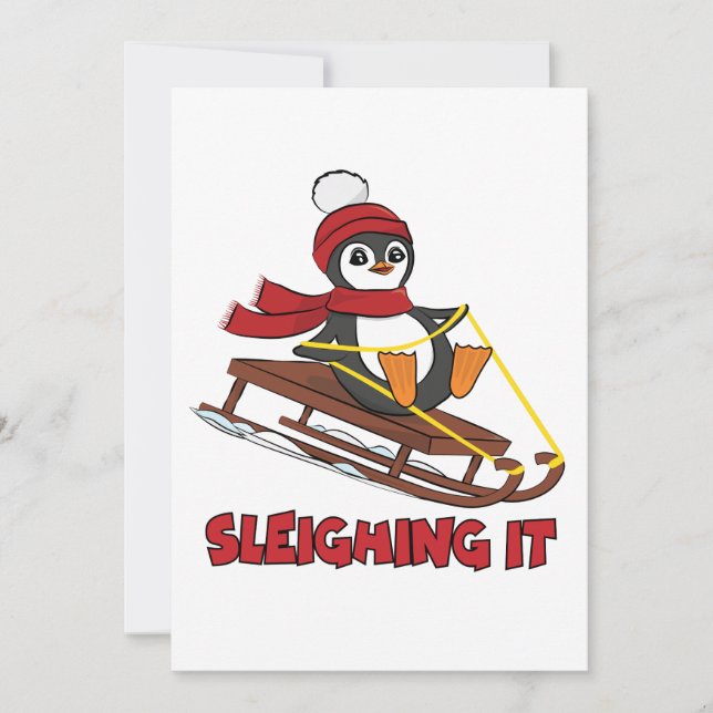 Sleighing It - Snow Sledding Cute Penguin Winter (Vorderseite)