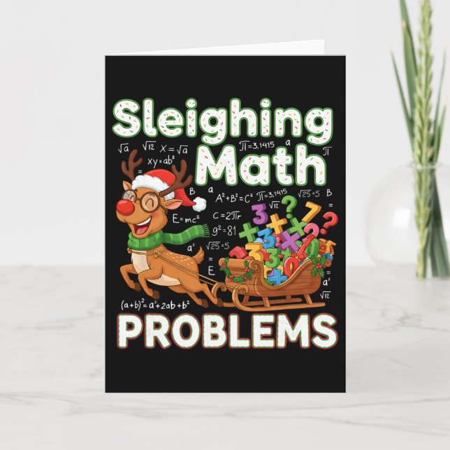 Sleighing Math Problems Christmas Funny Math Teach Karte (Vorderseite)