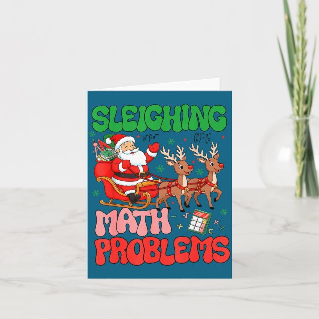 Sleighing Math Problems Funny Teacher Christmas Qu Karte (Vorderseite)