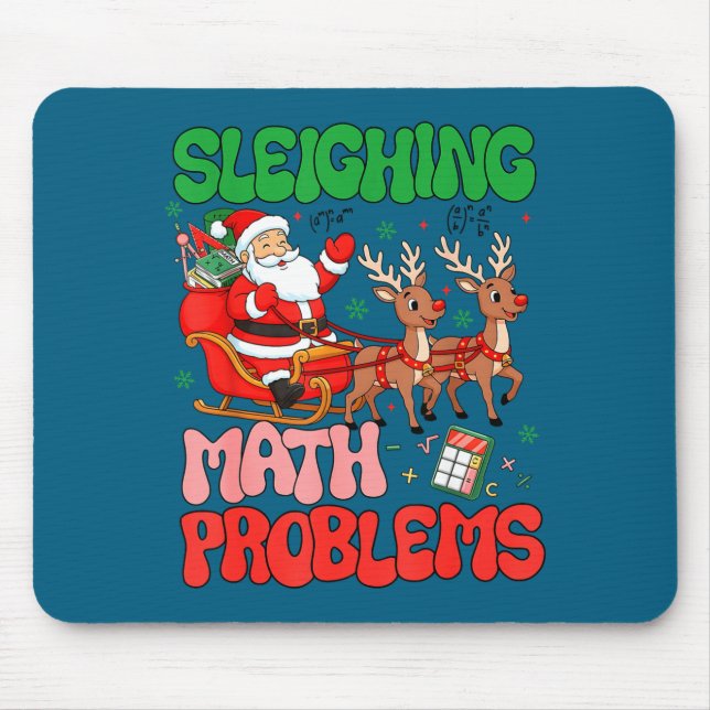Sleighing Math Problems Funny Teacher Christmas Qu Mousepad (Vorne)