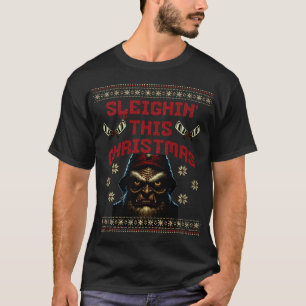 Sleighin's Christmas Horror Pun T-Shirt