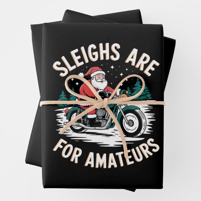 Sleighs sind für Amateurs Weihnachts Motorradfahre Geschenkpapier Set (Beispiel)