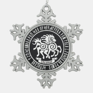 Sleipnir / Odin's Horse - Weihnachten Schneeflocken Zinn-Ornament