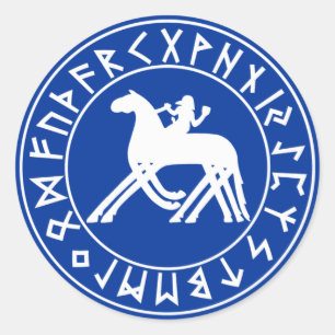 Sleipnir-Schild auf schwarz Runder Aufkleber