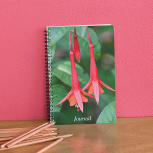 Slender Red Fuchsia Blume floral Notizbuch