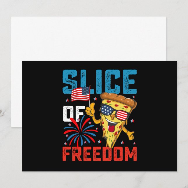 Slice Freedom 4. Juli Pizza USA Flag Sonnenbrille Einladung (Vorne/Hinten)