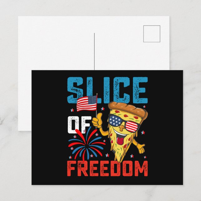Slice Freedom 4. Juli Pizza USA Flag Sonnenbrille Postkarte (Vorne/Hinten)