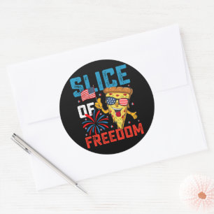 Slice Freedom 4. Juli Pizza USA Flag Sonnenbrille Runder Aufkleber