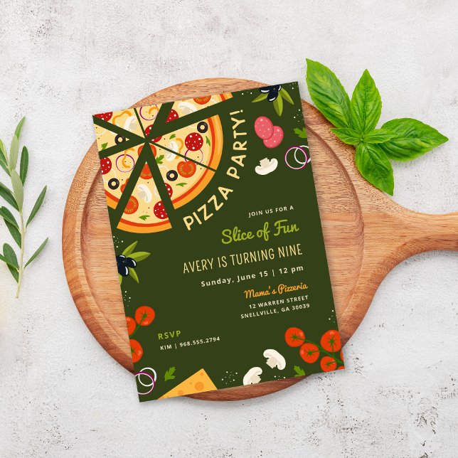 Slice Fun Kindergeburtstag Pizza Party Einladung (Von Creator hochgeladen)