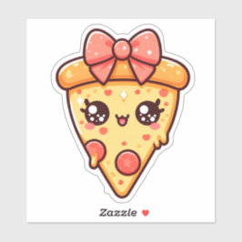 Slice of Happiness Niedlich Kawaii Pizza Aufkleber