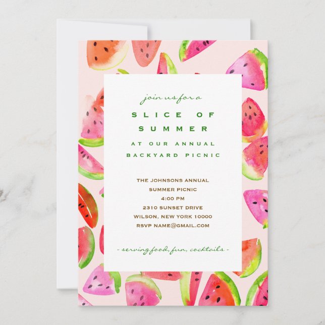 Slice of Summer Watermelon Party Invitation Einladung (Vorderseite)