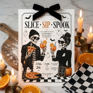 Slice Sip Spook Halloween-Pizza-Party Feiertagskarte