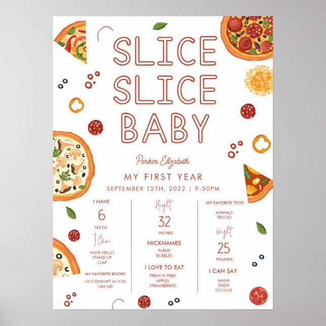 Slice Slice Baby First Birthday Milestone Poster (Vorne)