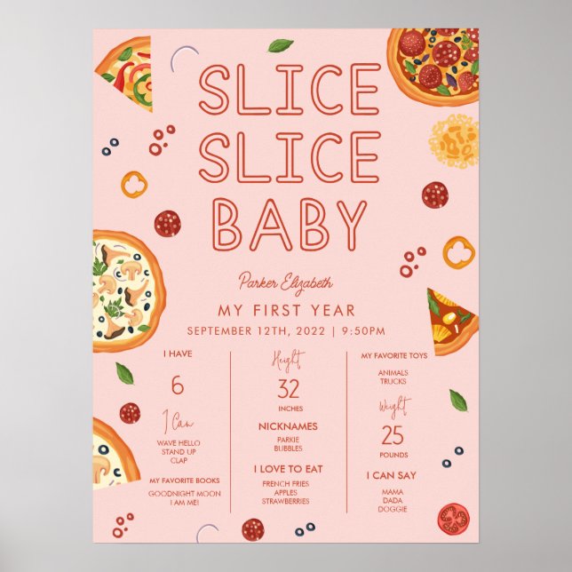 Slice Slice Baby First Birthday Mlestone Poster (Vorne)