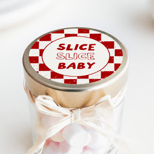 Slice Slice Baby Italienisch Rot Kariert Runder Aufkleber