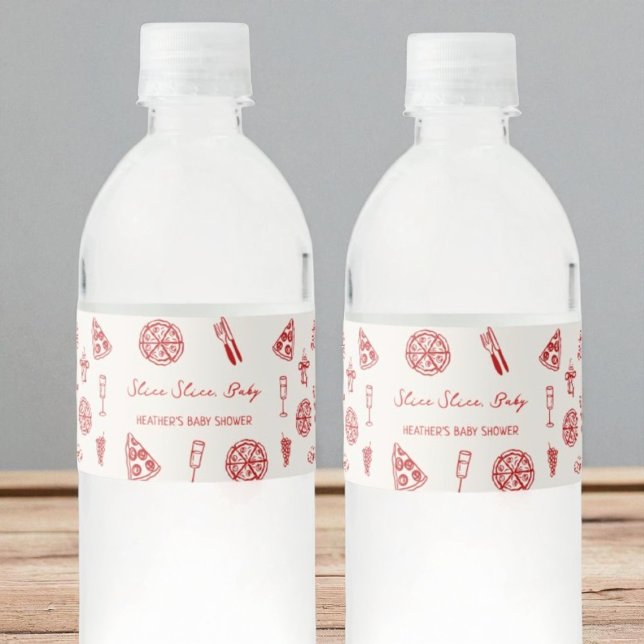 Slice Slice Baby Italienische Pizza Baby Dusche Wasserflaschenetikett (Von Creator hochgeladen)