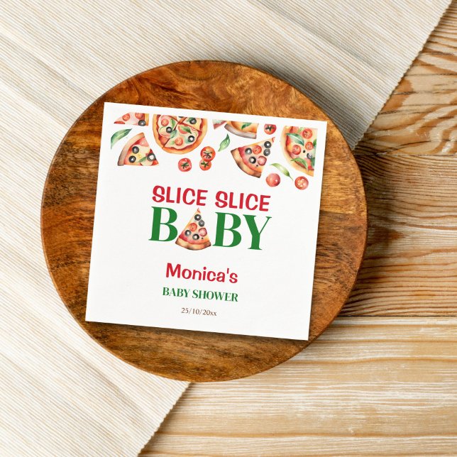 Slice Slice Baby Italienische Pizza Babydusche Serviette (Slice slice baby Italian pizza baby shower template Napkins personalized tableware table decor)