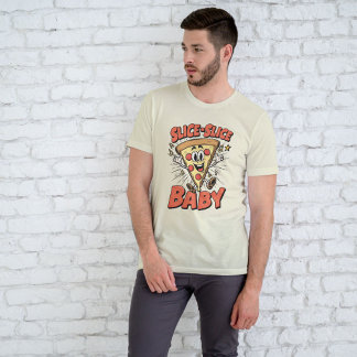 Slice Slice Baby Lustiger Pizza-Wortwitz Retro 90e T-Shirt