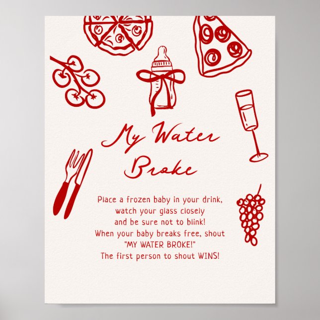 Slice Slice Baby mein Wasser Broke Spiel Printable Poster (Vorne)