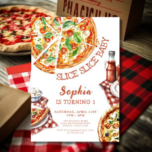 Slice Slice Baby Moderne Pizza 1. Geburtstag Einladung