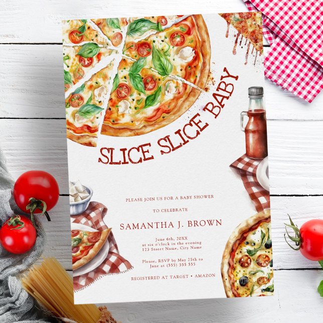 Slice Slice Baby Moderne Pizza Baby Dusche Invitat Einladung (Von Creator hochgeladen)