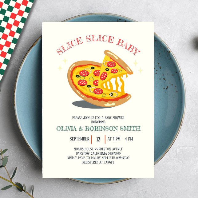 Slice Slice Baby Modernes Pizza Baby Dusche Einladung (Von Creator hochgeladen)