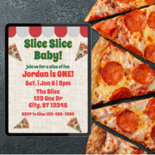 Slice Slice Baby, Pizza 1. Geburtstag Einladung