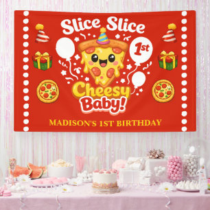 Slice Slice Baby Pizza 1. Geburtstag Horizontal Banner