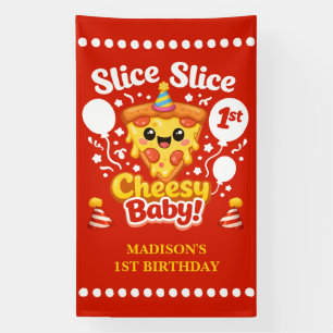 Slice Slice Baby Pizza 1. Geburtstag Vertikal Banner