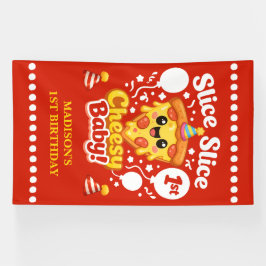 Slice Slice Baby Pizza 1st Birthday Vertical Banner