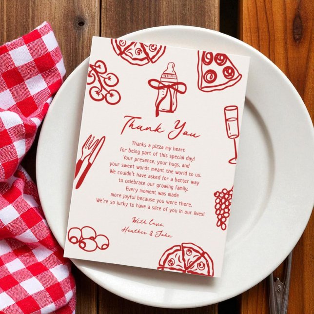 Slice Slice Baby Pizza Baby Dusche Dankeskarte (Von Creator hochgeladen)