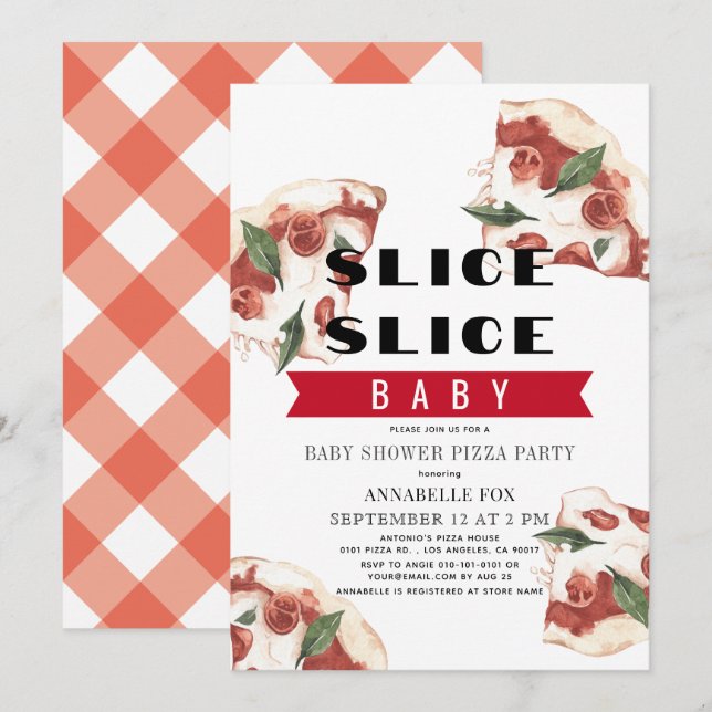 Slice Slice Baby Pizza Baby Dusche Einladung (Vorne/Hinten)