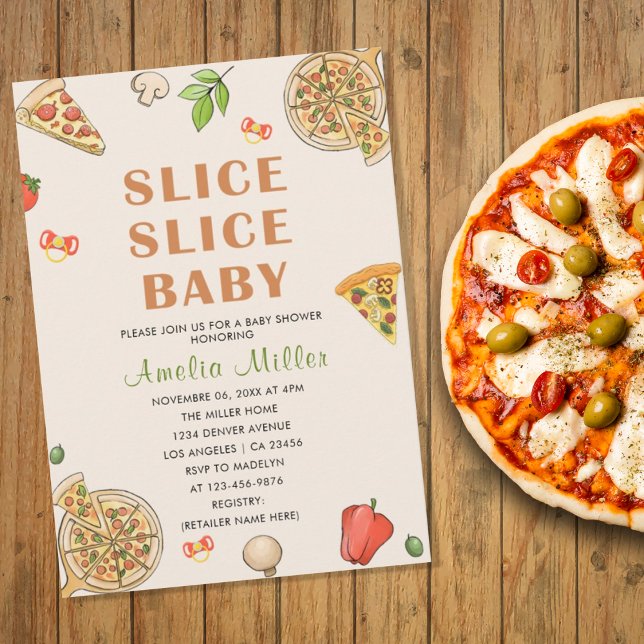 Slice Slice Baby Pizza Baby Dusche Einladung (Von Creator hochgeladen)