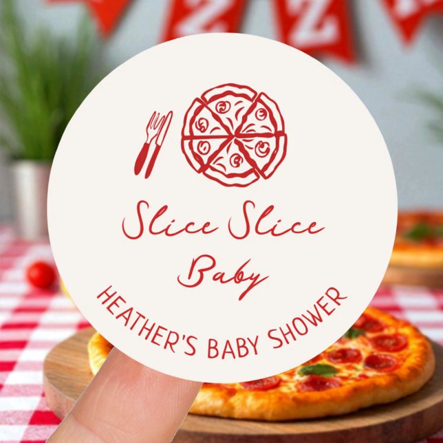 Slice Slice Baby Pizza Baby Dusche Gefallen Runder Aufkleber (Von Creator hochgeladen)