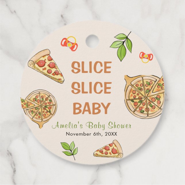Slice Slice Baby Pizza Baby Dusche Geschenkanhänger (Rückseite)